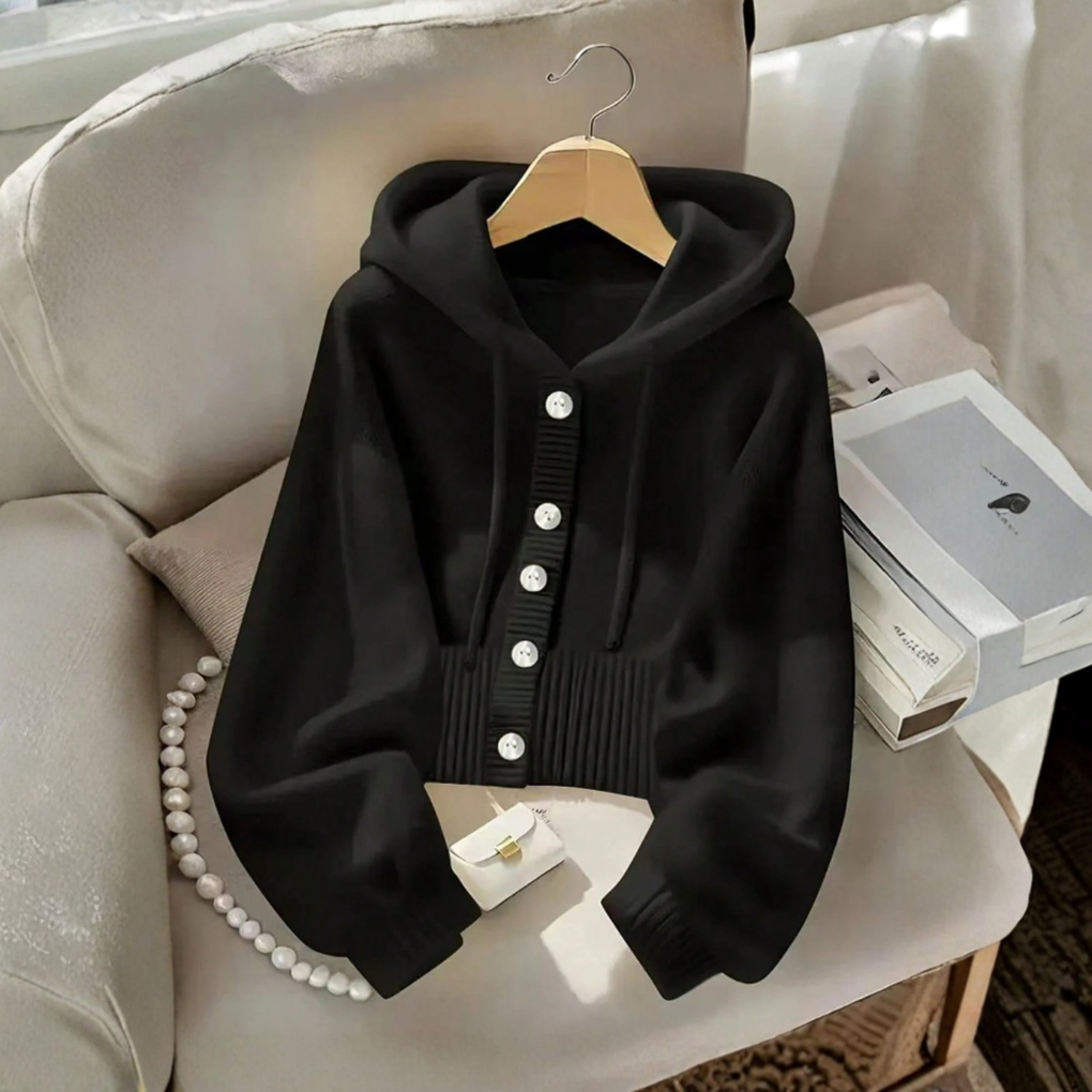 Damen-Strickjacke mit Kapuze