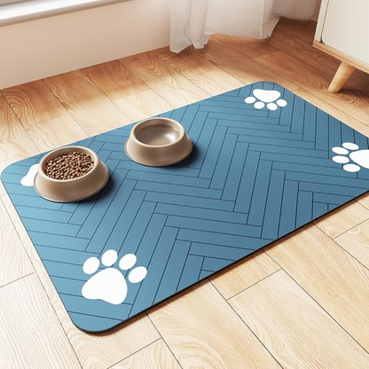 Pet Feeding Mat - Absorbent Pet Placemat for Food and Water Bowls
