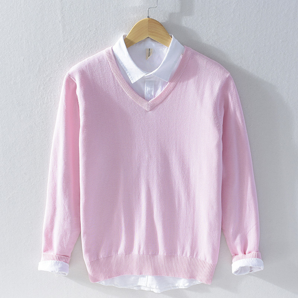 Gestrickter Pullover mit V-Ausschnitt
