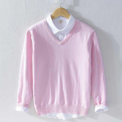 Gestrickter Pullover mit V-Ausschnitt