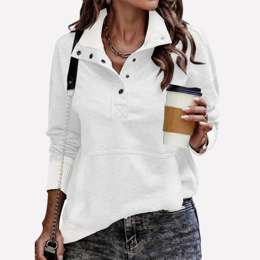 Casual Long-Sleeve Stand Collar Sweatshirt