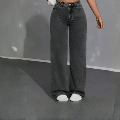 Women's High Waist Straight Leg Jeans – Casual Cropped Style