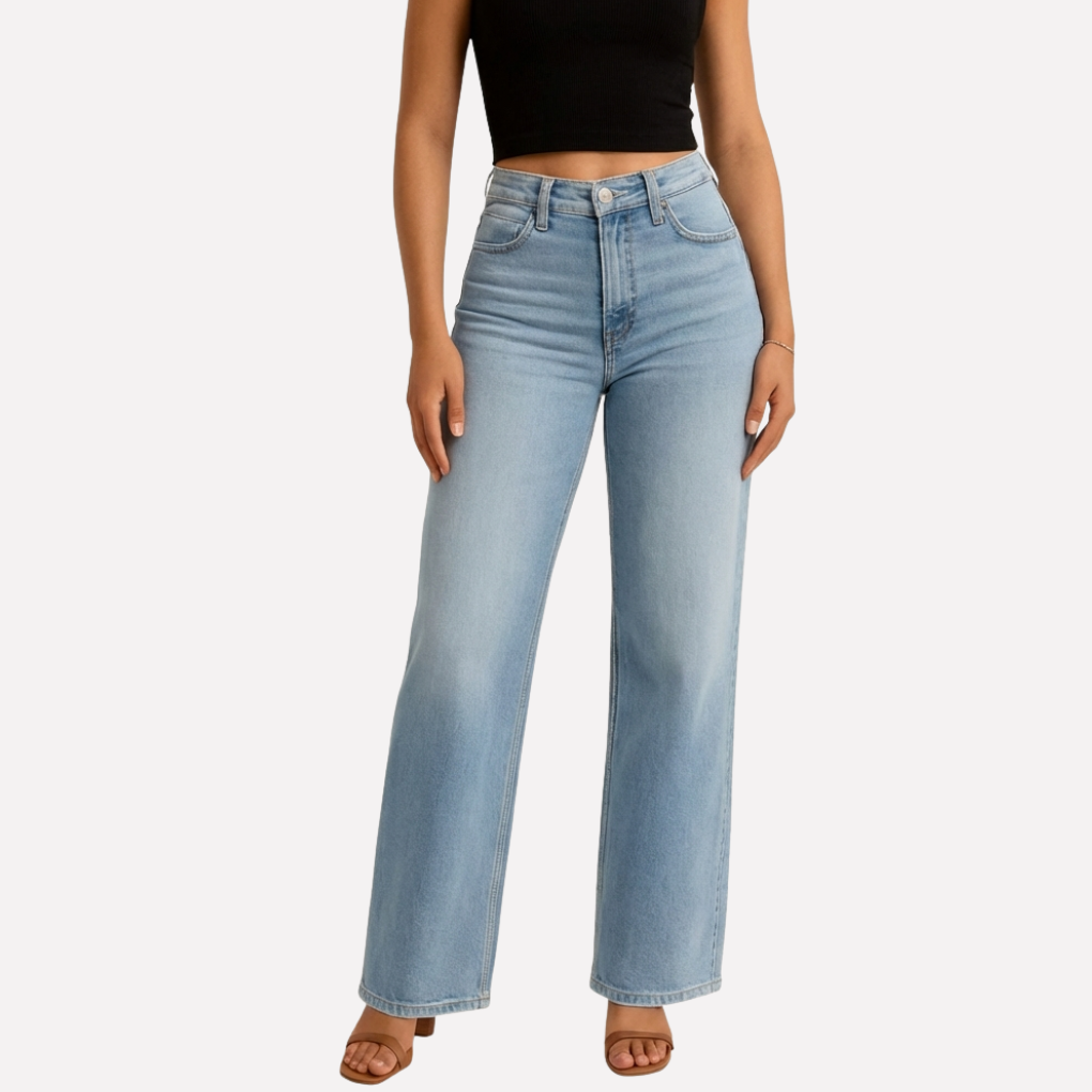 Women's High Waist Straight Leg Jeans – Casual Cropped Style
