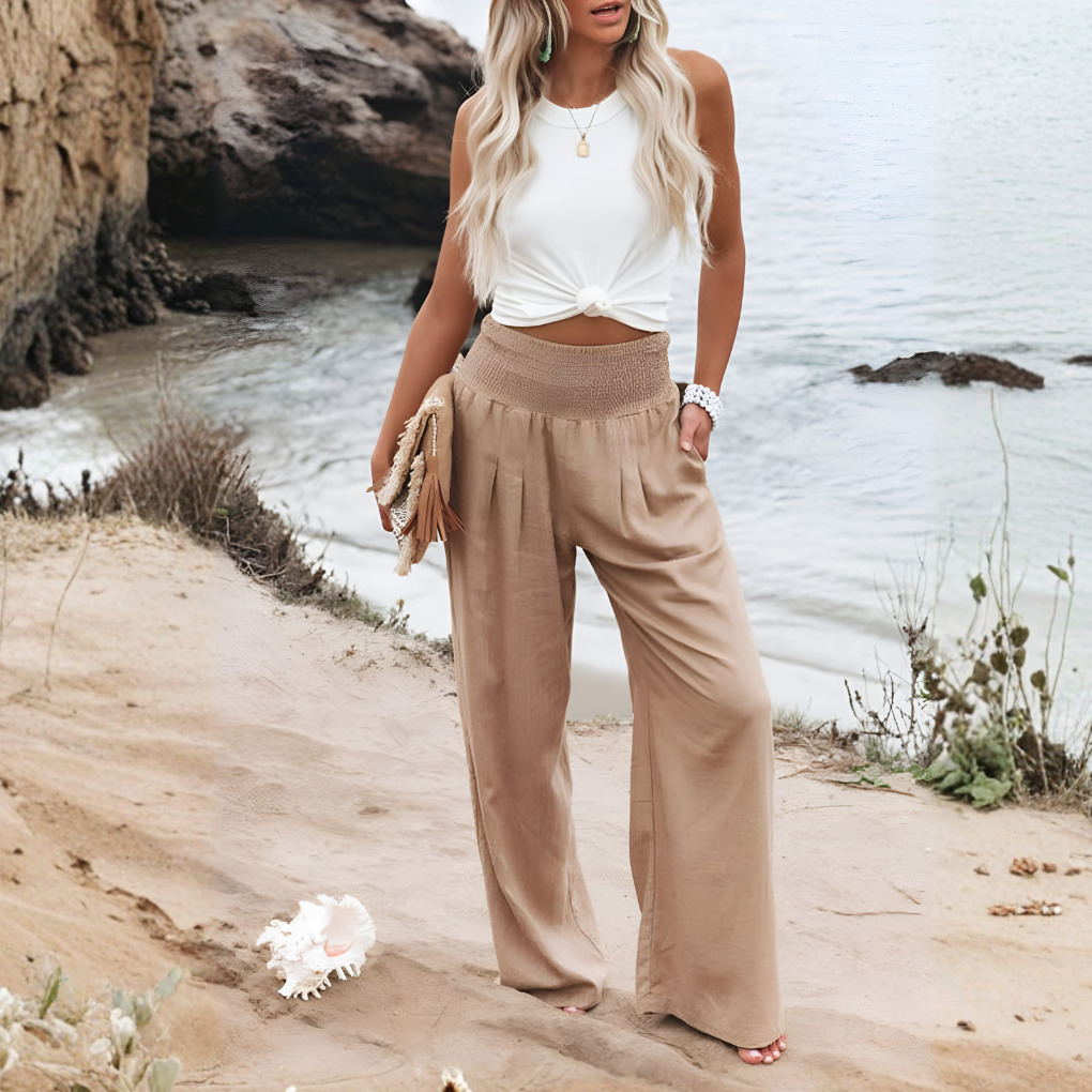 Pantaloni palazzo da donna in lino