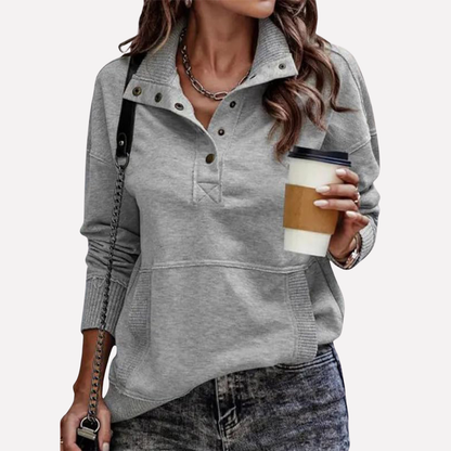 Casual Long-Sleeve Stand Collar Sweatshirt