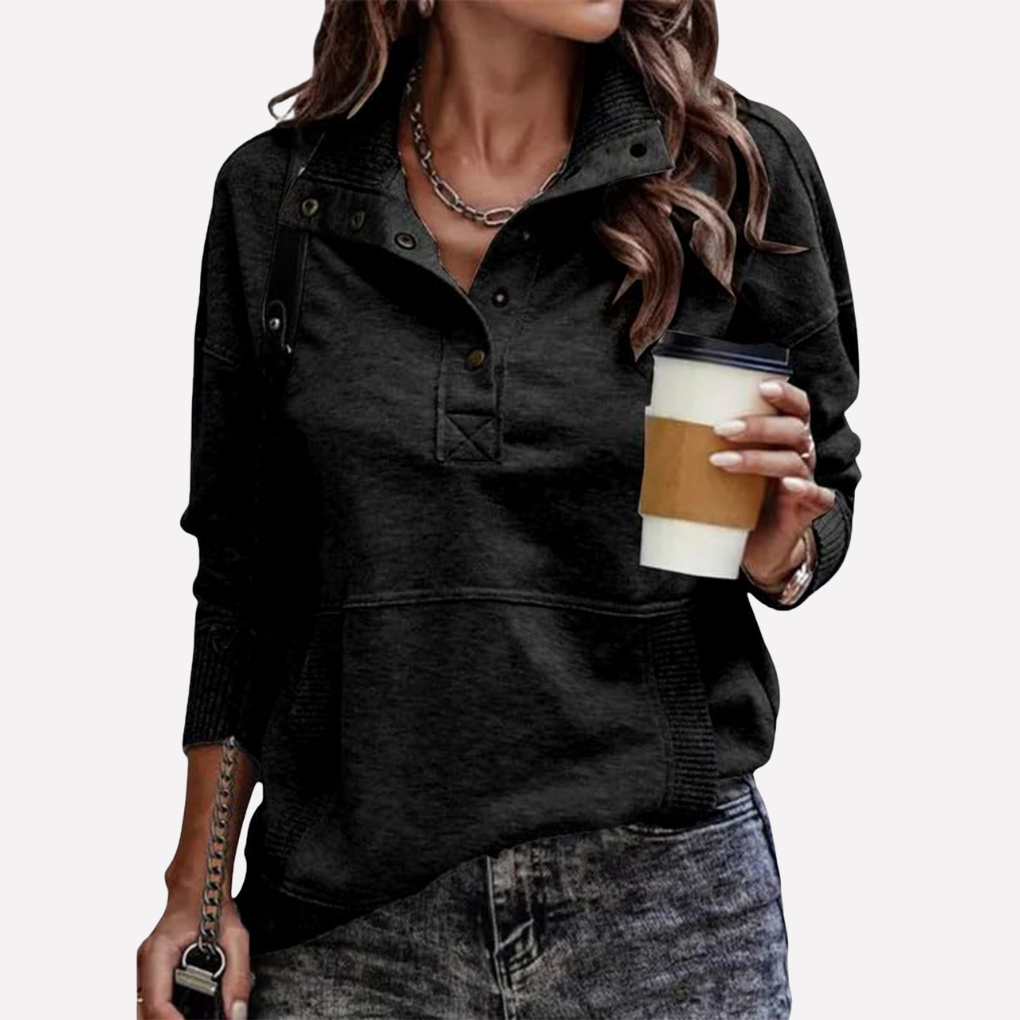 Casual Long-Sleeve Stand Collar Sweatshirt