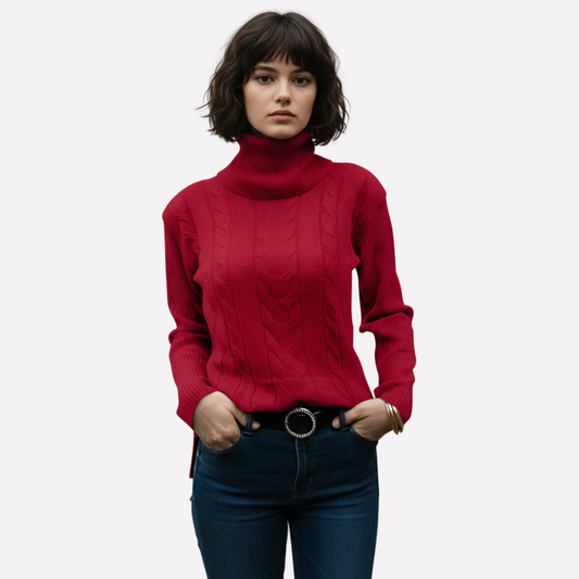 Camisola de gola alta para mulher – Estilo descontraído para o dia a dia