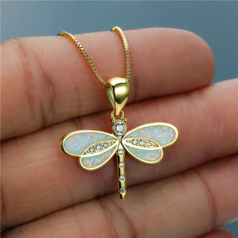 Enrica Dragonfly | women's gold opal necklace - A lovely gift to give