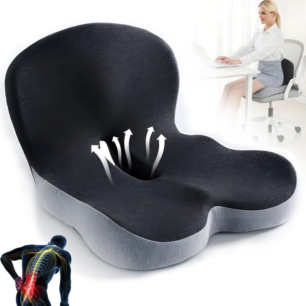 Ergonomic Memory Foam Seat Cushion for Office and Car – Comfortable Sitting