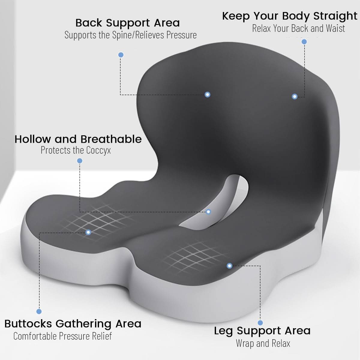 Ergonomic Memory Foam Seat Cushion for Office and Car – Comfortable Sitting