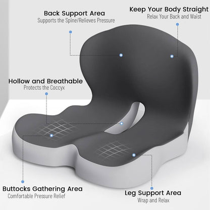 Ergonomic Memory Foam Seat Cushion for Office and Car – Comfortable Sitting