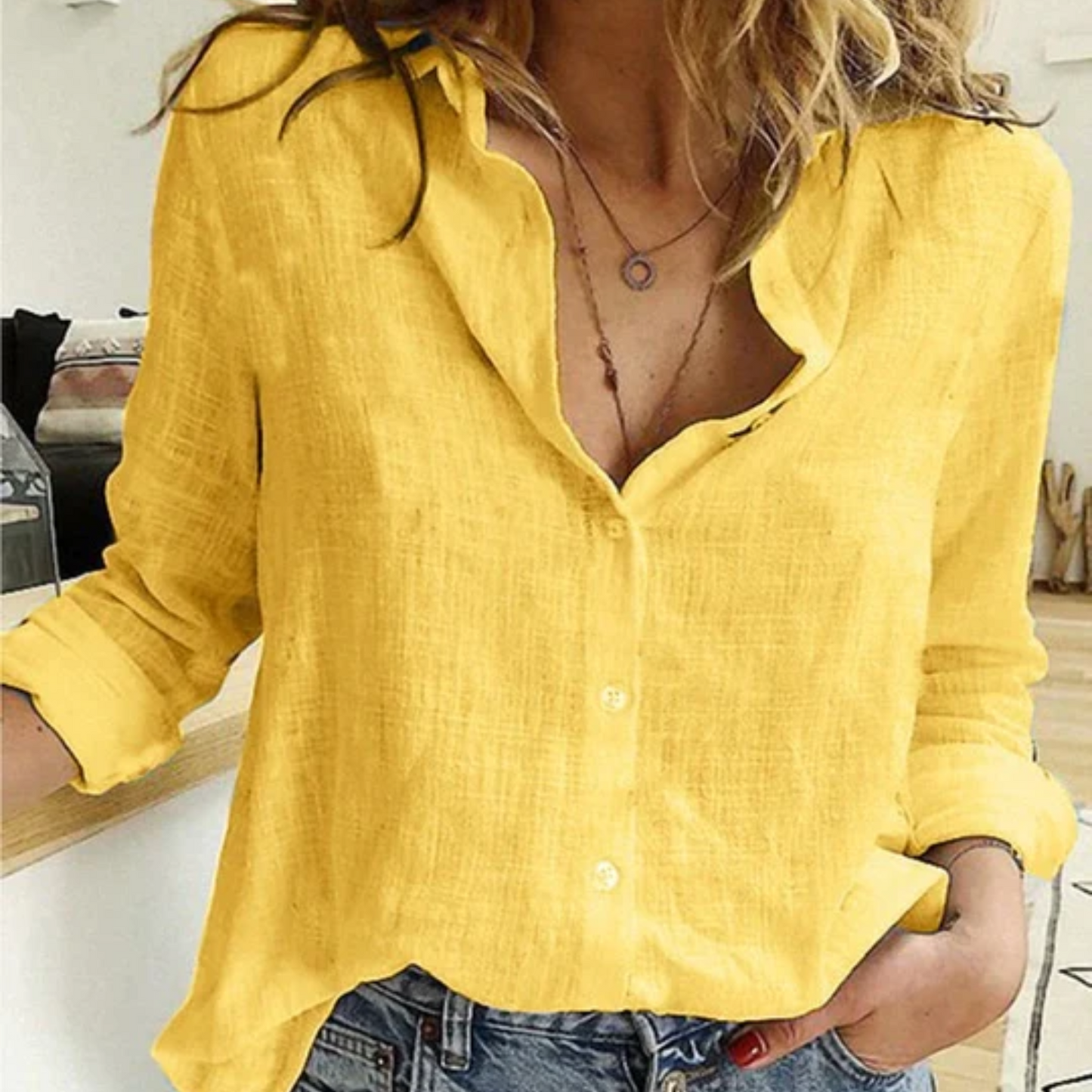 Eva | Linen Comfortable Ladies' Blouse