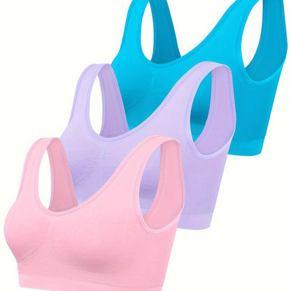Eva | Set of 3 Plain Tank Tops and Seamless Sports Bra