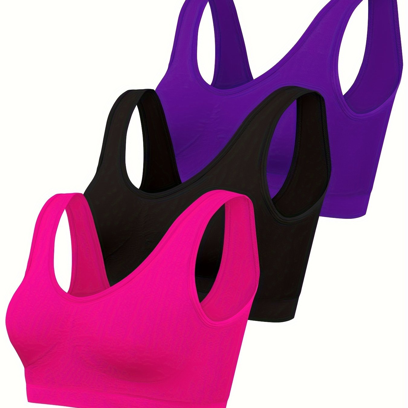 Eva | Set of 3 Plain Tank Tops and Seamless Sports Bra