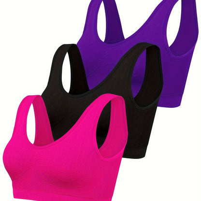 Eva | Set of 3 Plain Tank Tops and Seamless Sports Bra
