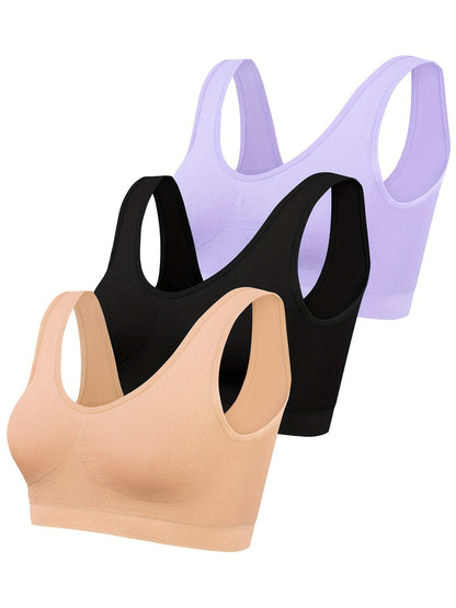 Eva | Set of 3 Plain Tank Tops and Seamless Sports Bra