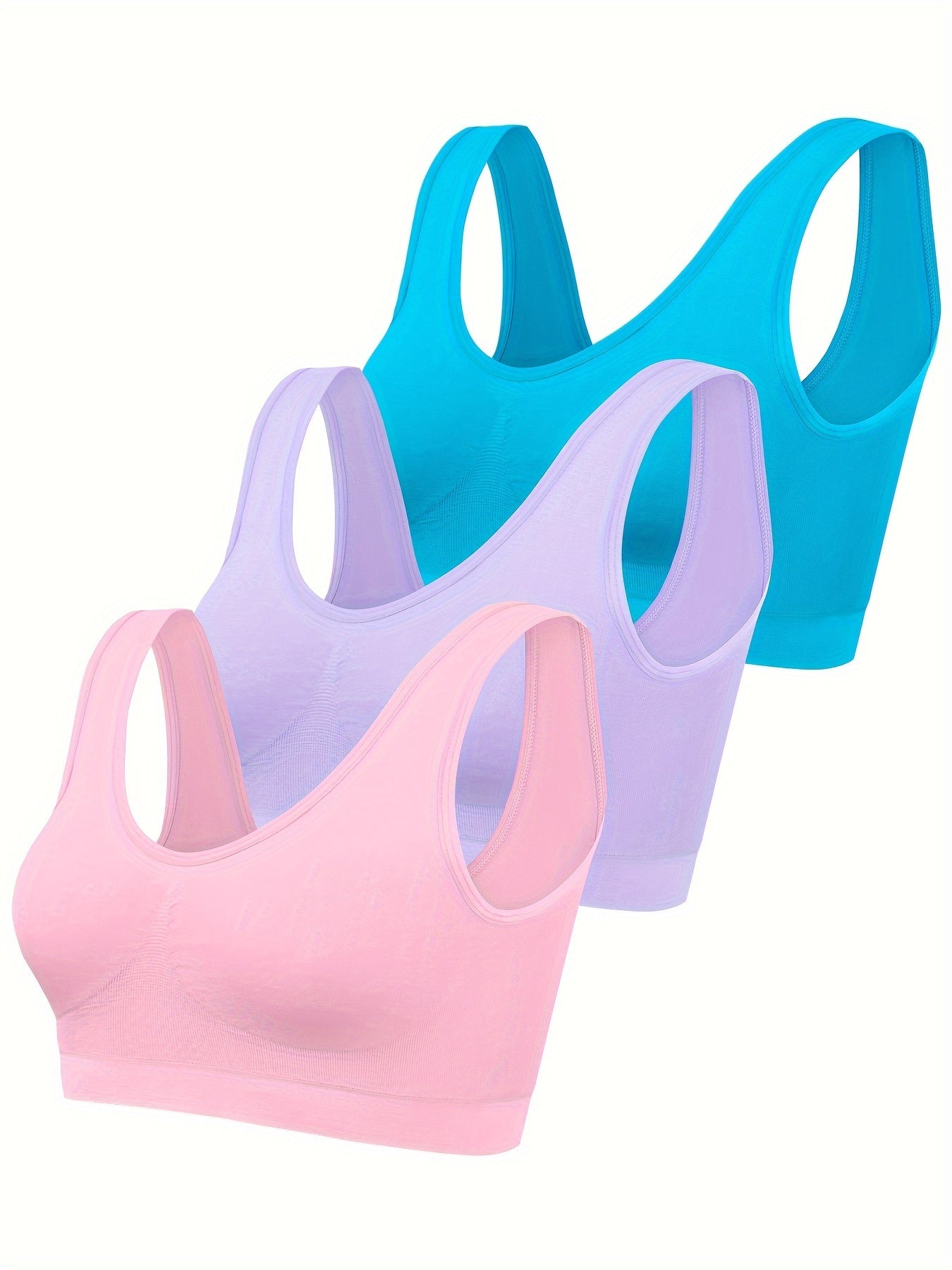 Eva | Set of 3 Plain Tank Tops and Seamless Sports Bra