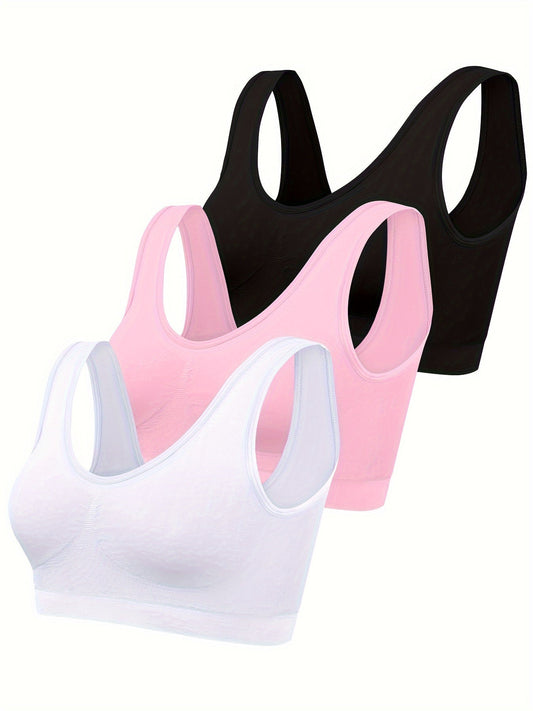 Eva | Set of 3 Plain Tank Tops and Seamless Sports Bra