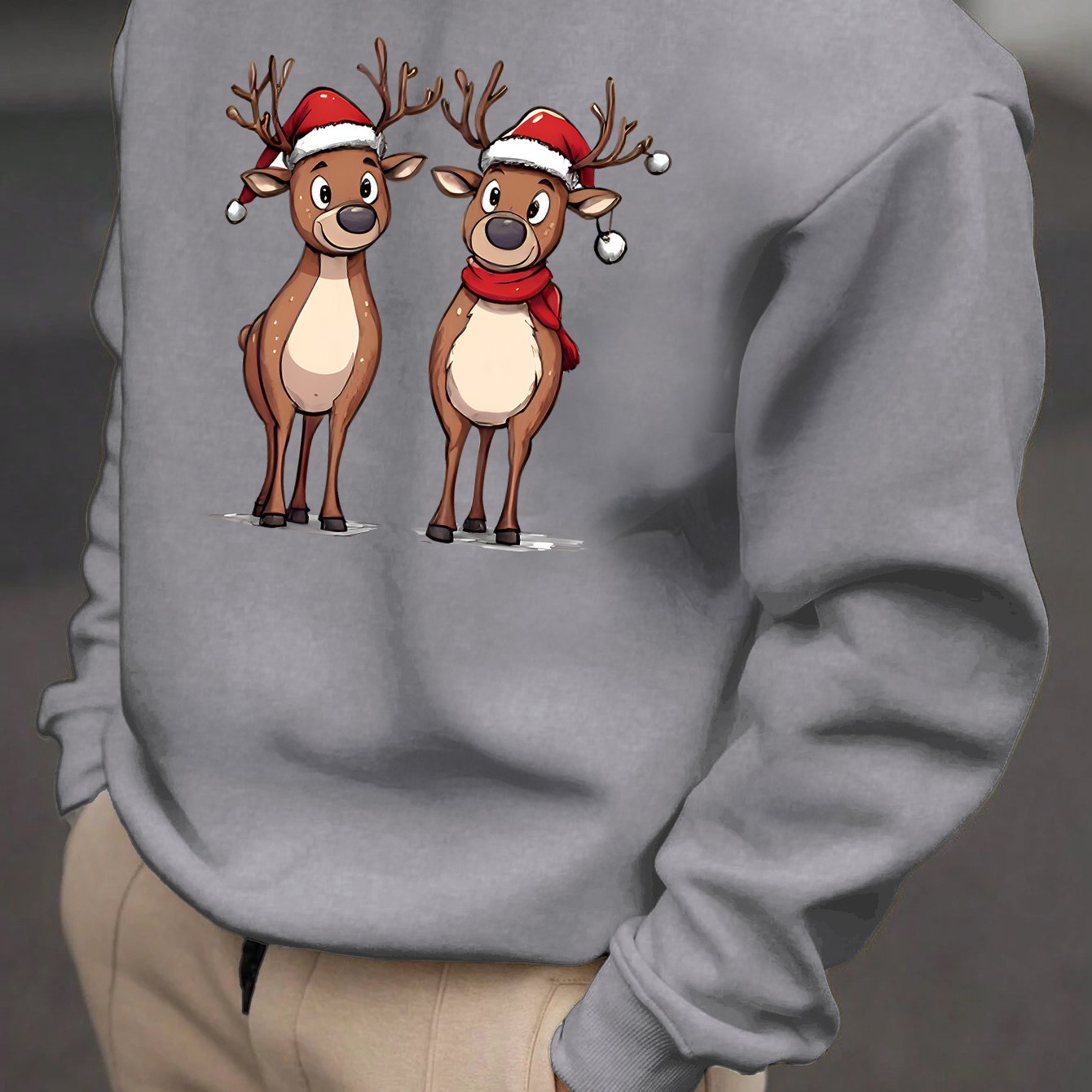 Eziah | Festive Reindeer Print Men's Sweatshirt