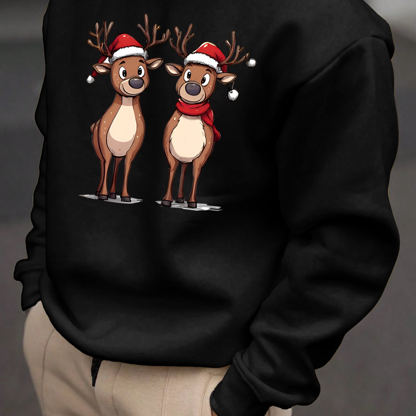 Eziah | Festive Reindeer Print Men's Sweatshirt
