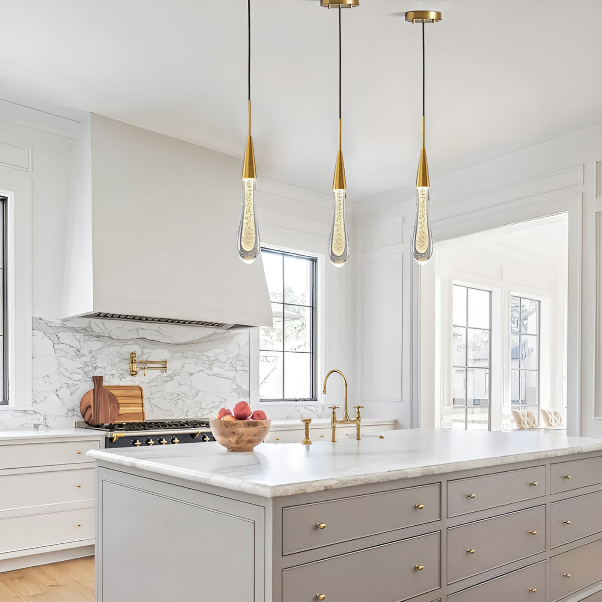Golden Drop Crystal Pendant Light