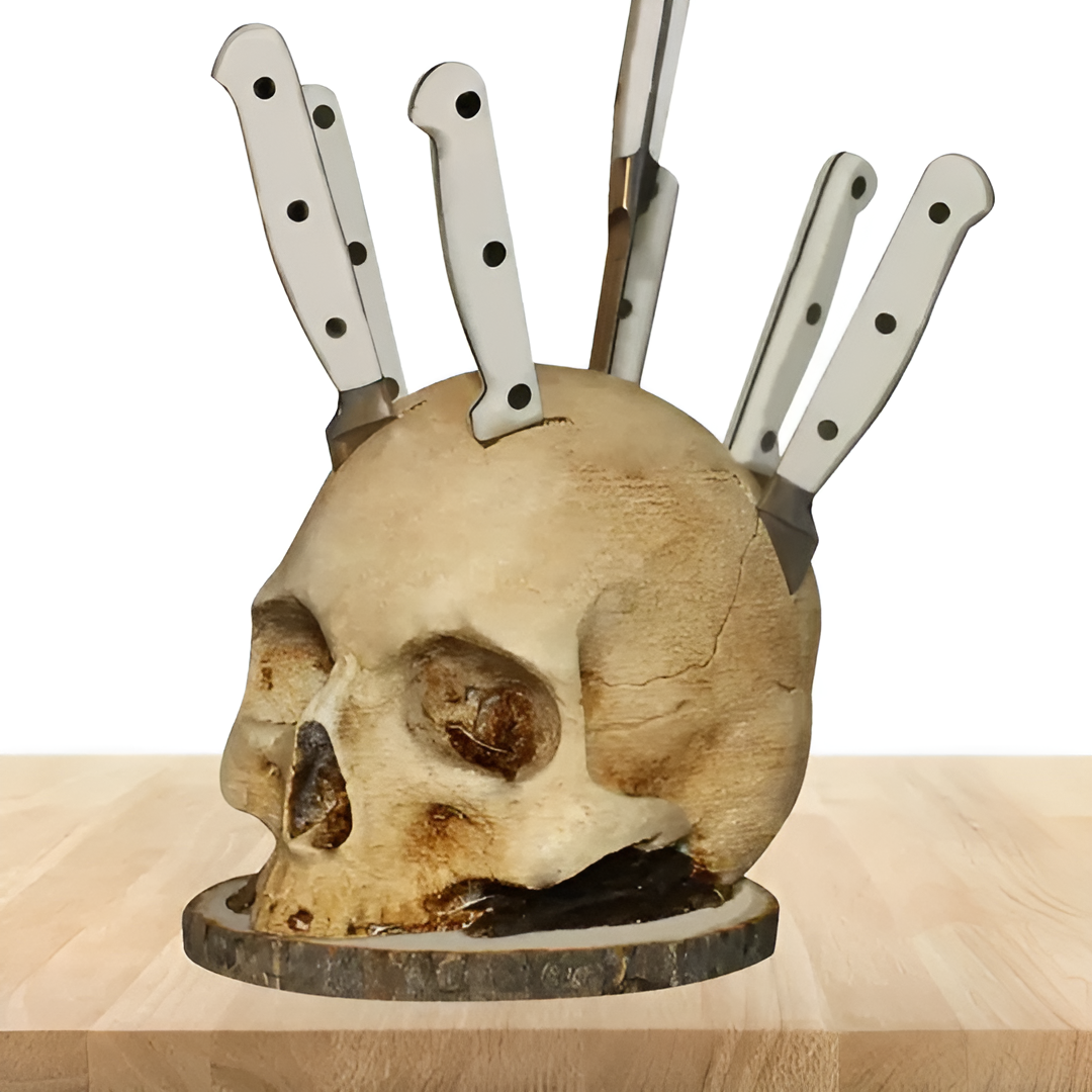 BladeSkull - Originale supporto per coltelli da cucina a forma di teschio