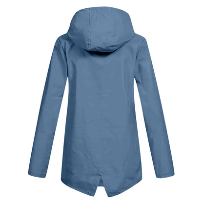 Women's Mid-Length Jacket with Zip and Hood - Waterproof