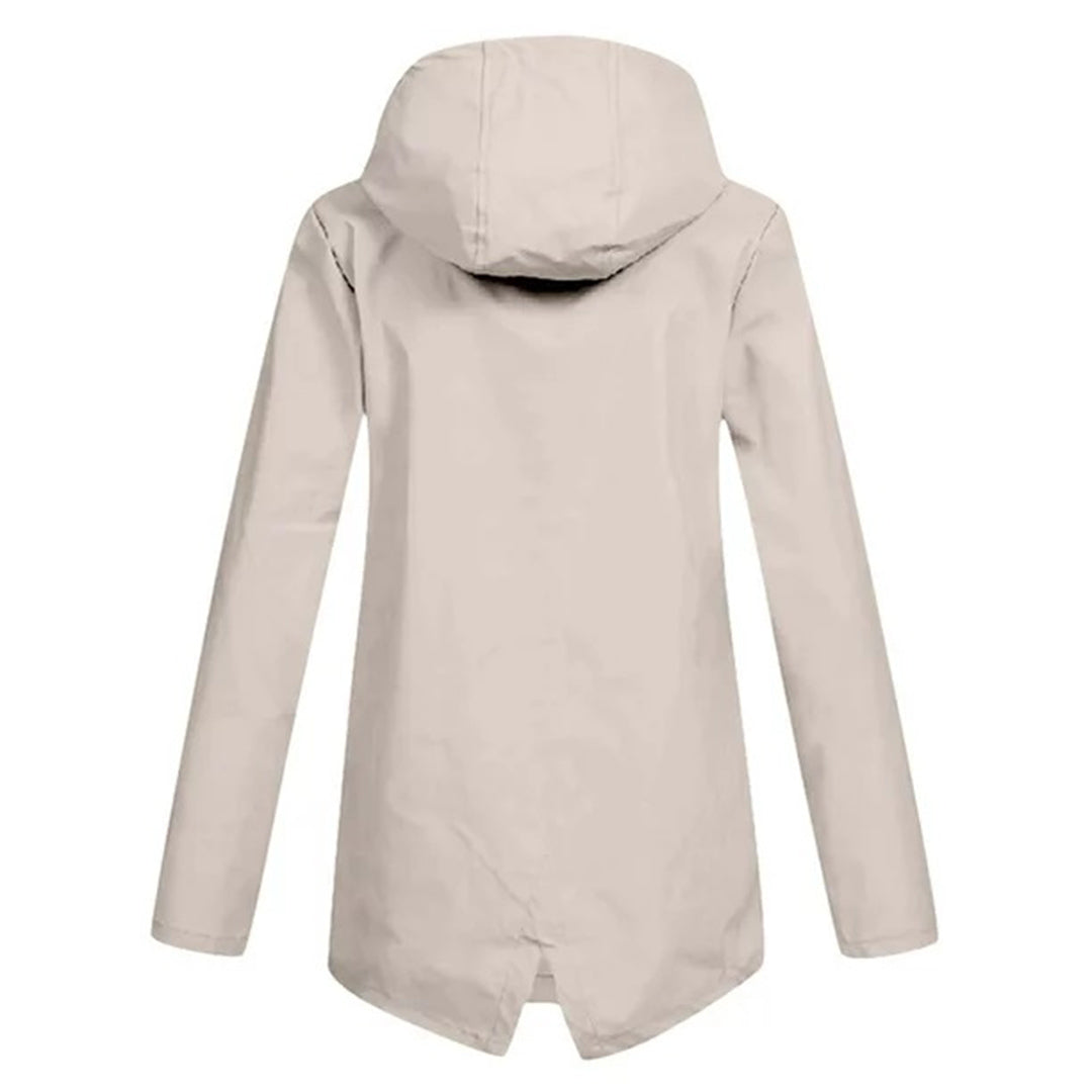 Women's Mid-Length Jacket with Zip and Hood - Waterproof