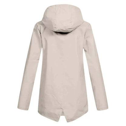 Women's Mid-Length Jacket with Zip and Hood - Waterproof