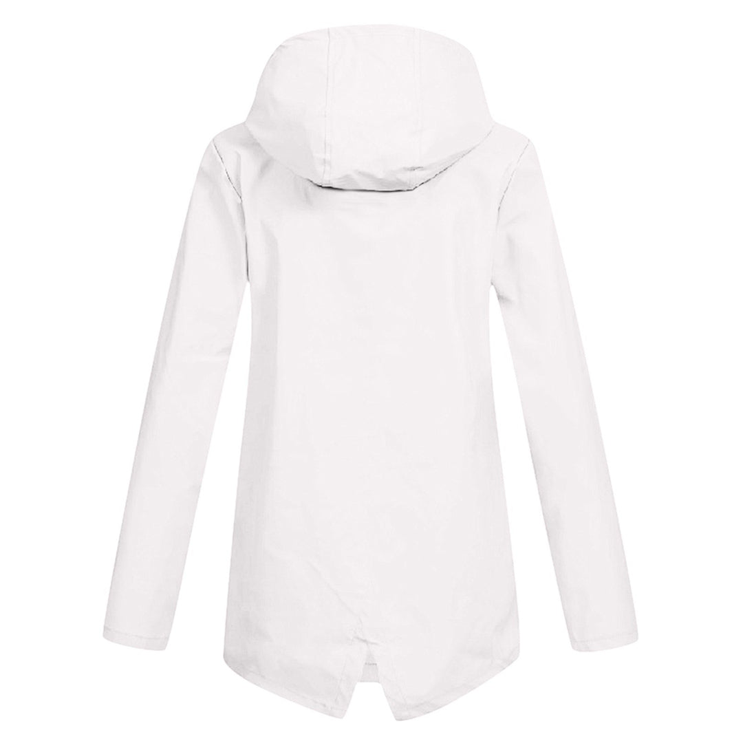 Women's Mid-Length Jacket with Zip and Hood - Waterproof