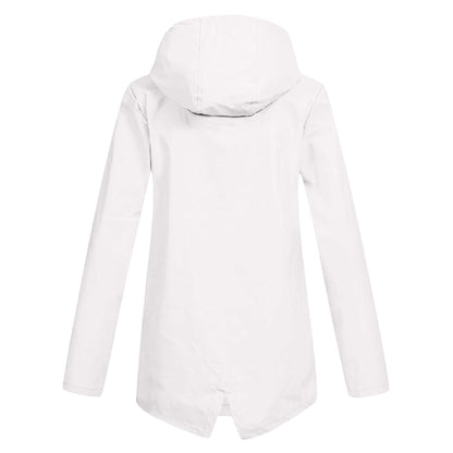 Women's Mid-Length Jacket with Zip and Hood - Waterproof