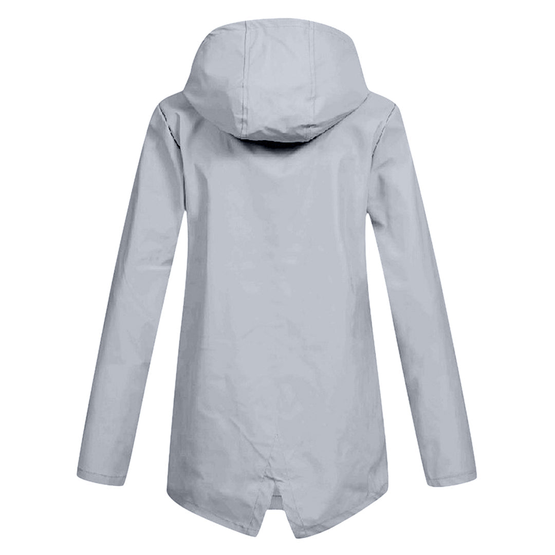 Women's Mid-Length Jacket with Zip and Hood - Waterproof