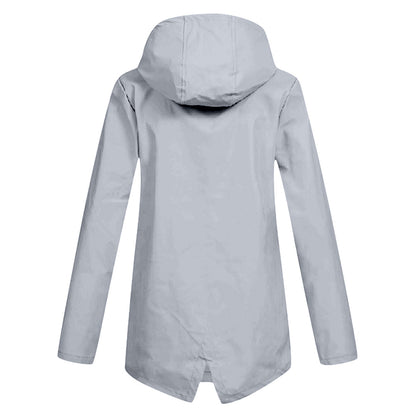 Women's Mid-Length Jacket with Zip and Hood - Waterproof
