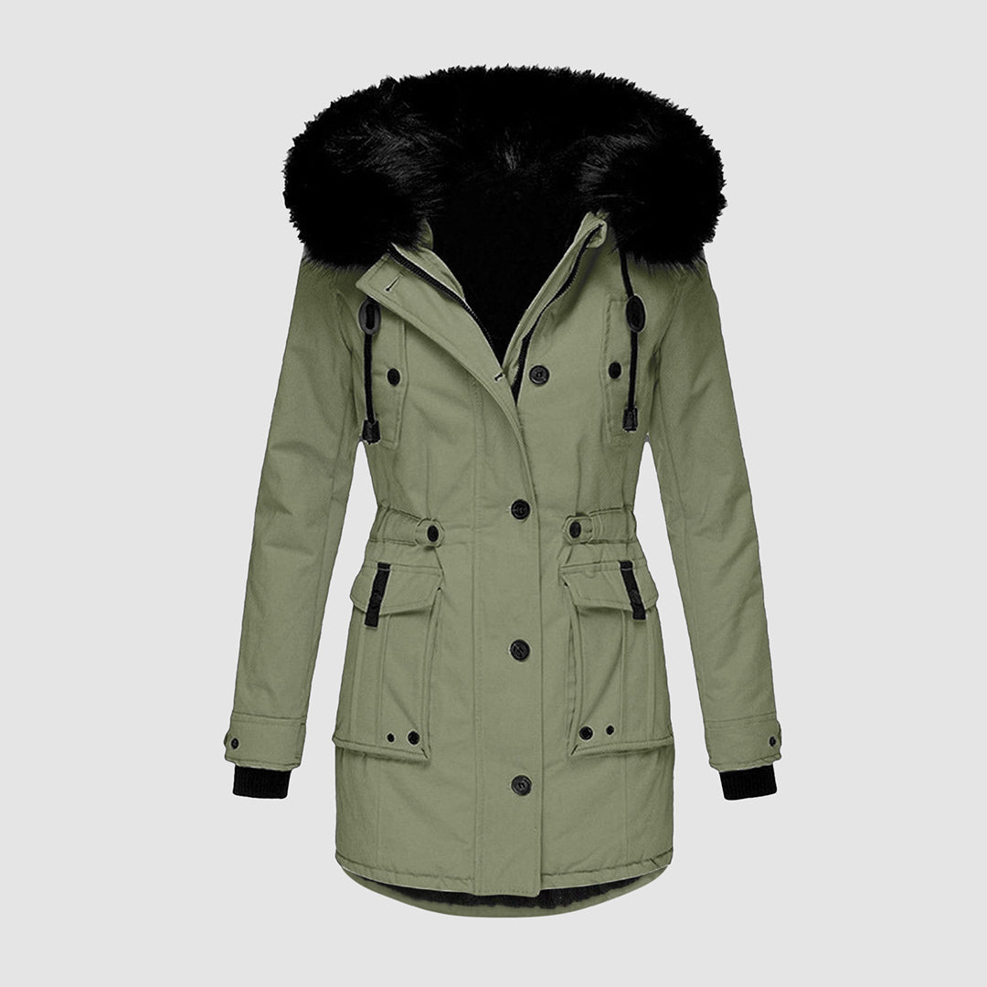 Winter Coat for Women with Fur Collar - Zebba