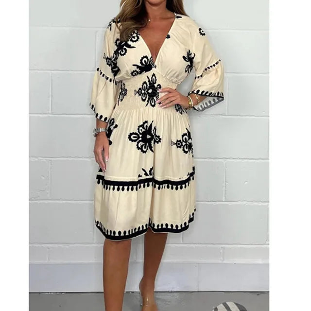 Fashionable Dress with V-Neck - Kristienne
