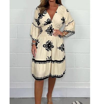 Fashionable Dress with V-Neck - Kristienne