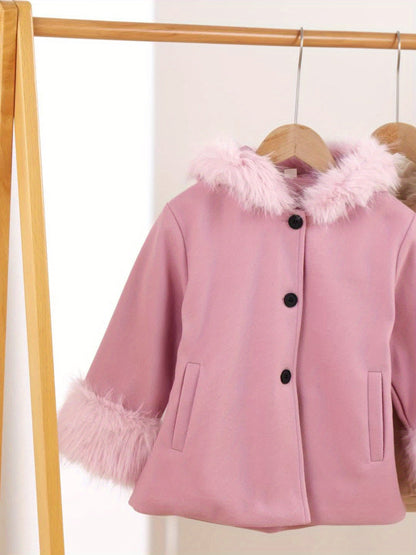 Faux Fur Coat with Hood for Little Girls - Princess