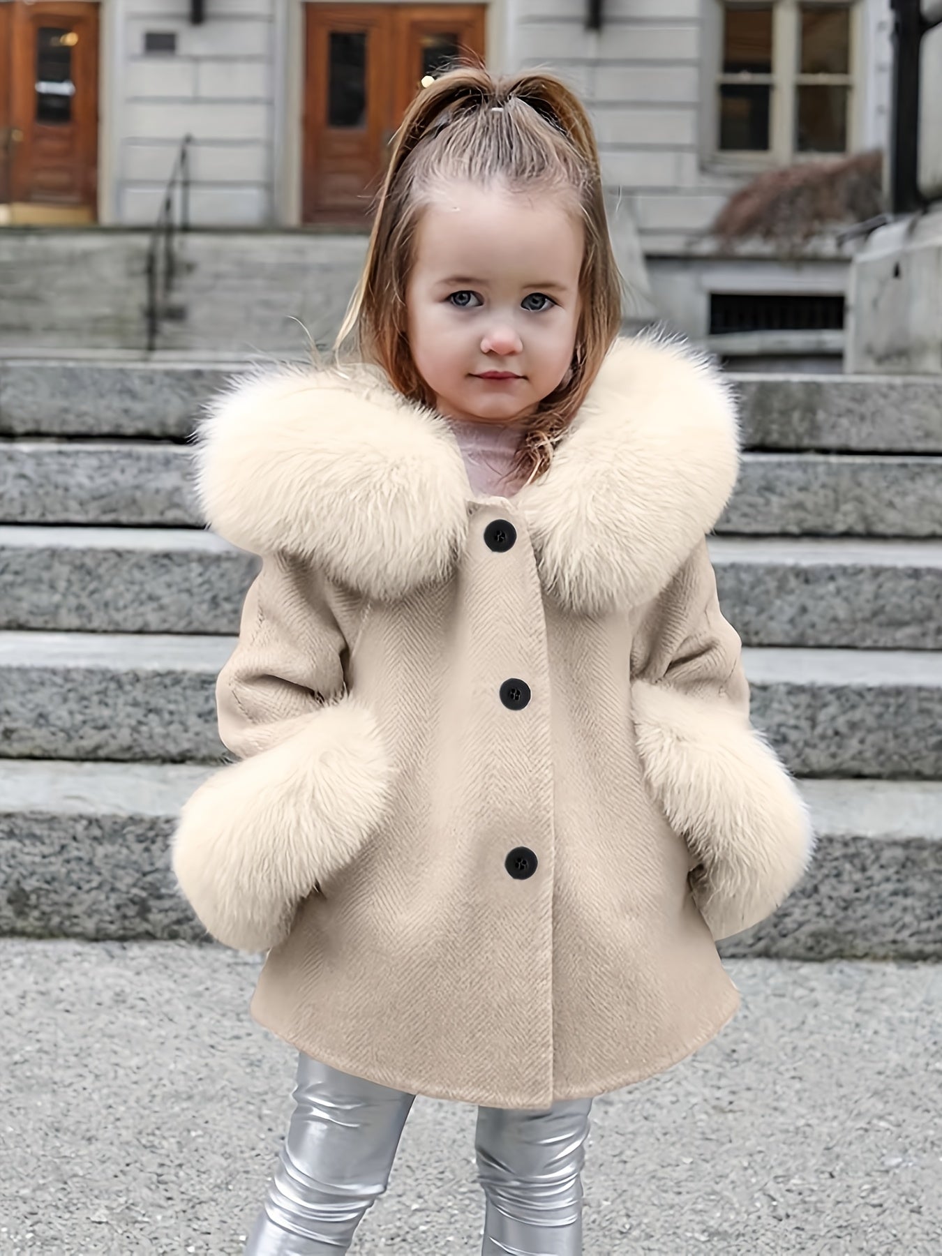 Faux Fur Coat with Hood for Little Girls - Princess