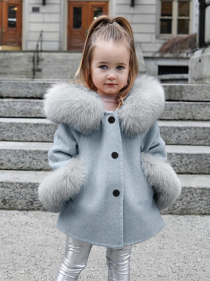Faux Fur Coat with Hood for Little Girls - Princess