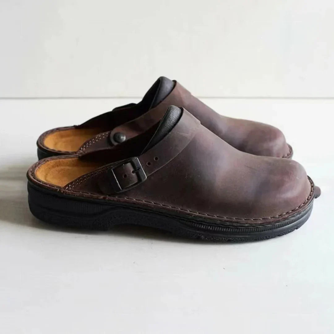 Faux Leather Slippers for Men with Comfortable Lining
