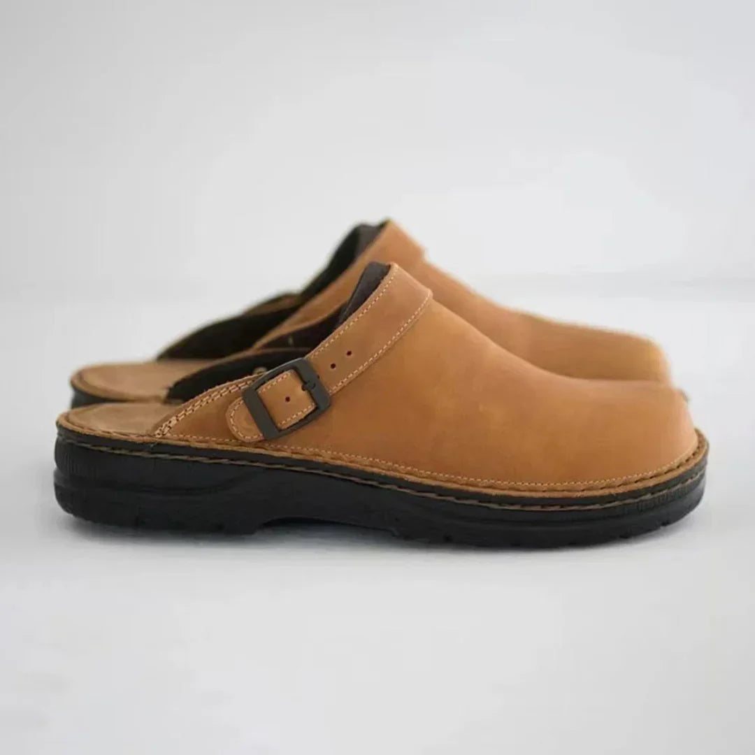 Faux Leather Slippers for Men with Comfortable Lining