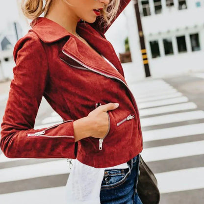Faux motorcycle style leather jacket for women - Robbie