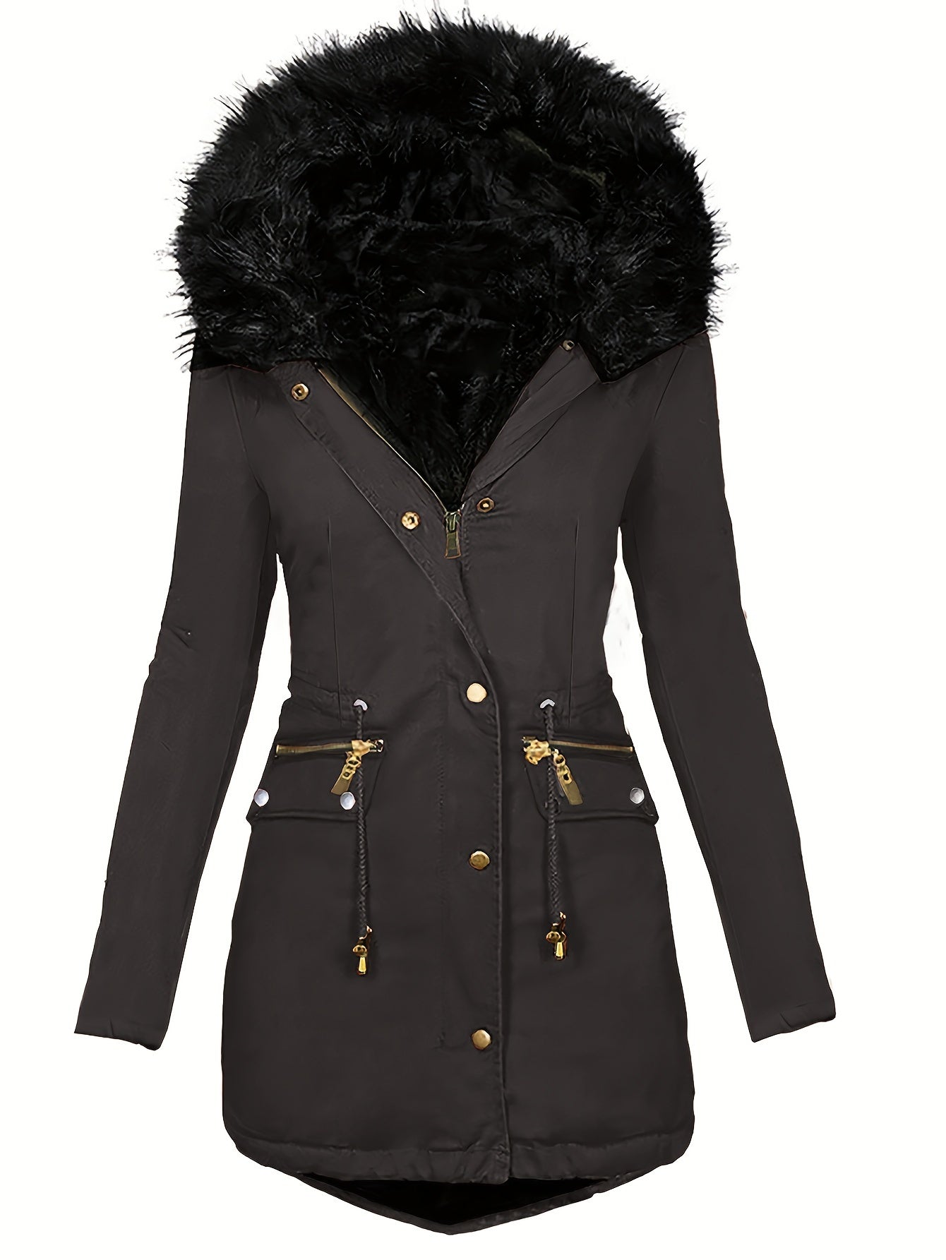 Feline | Casual hoodie parka with fuzzy trim