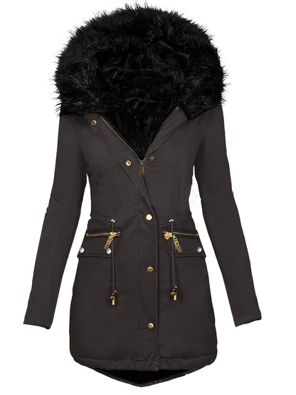 Feline | Casual hoodie parka with fuzzy trim