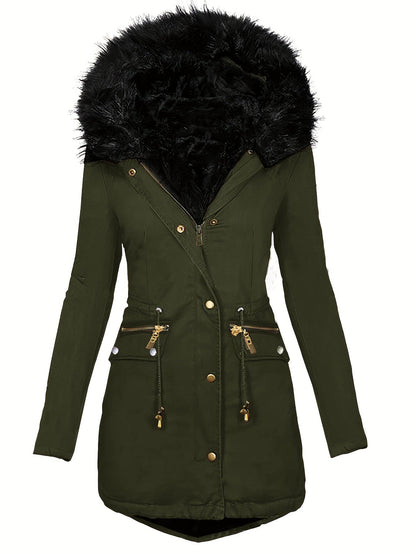 Feline | Casual hoodie parka with fuzzy trim