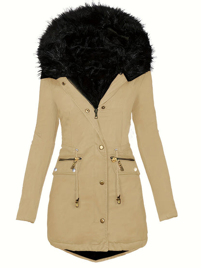 Feline | Casual hoodie parka with fuzzy trim