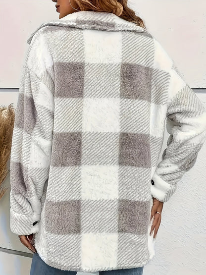 Feline | Checked Button Coat with Long Sleeves