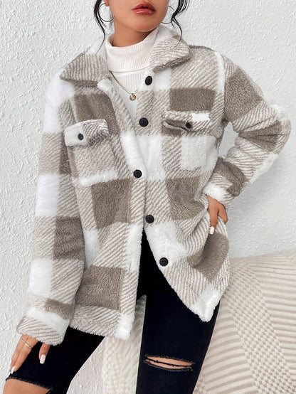 Feline | Checked Button Coat with Long Sleeves