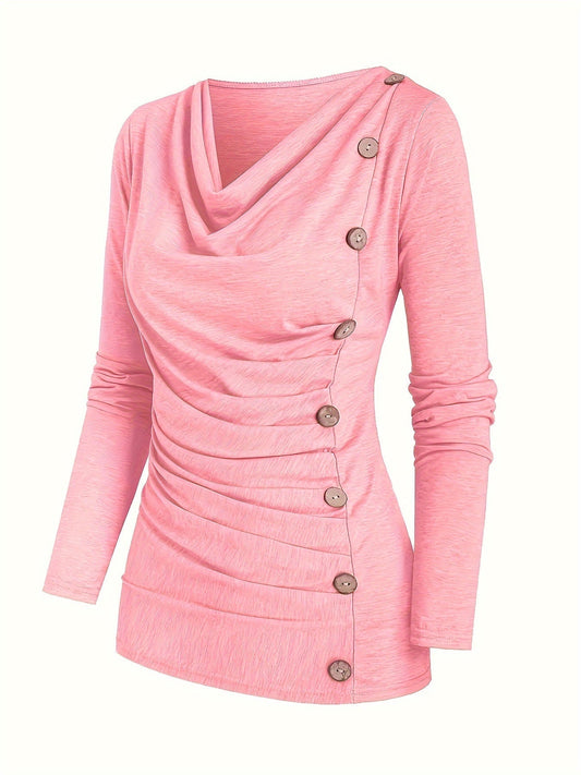 Femke | Casual knitted top with collar and ruffles