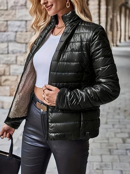 Femke | Elegant polyamide puffer jacket with stand-up collar and pockets
